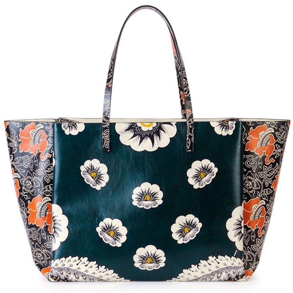 Floral Tote Bag - Black and Orange